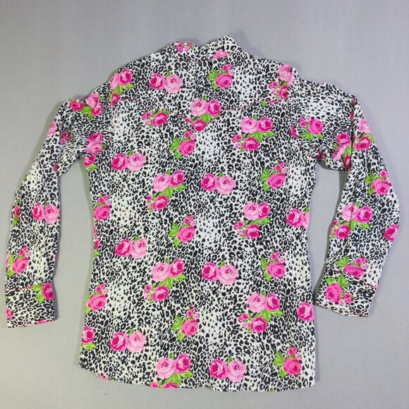 Ariat western shirt women's size M white & black with pink floral design - Picture 3 of 11